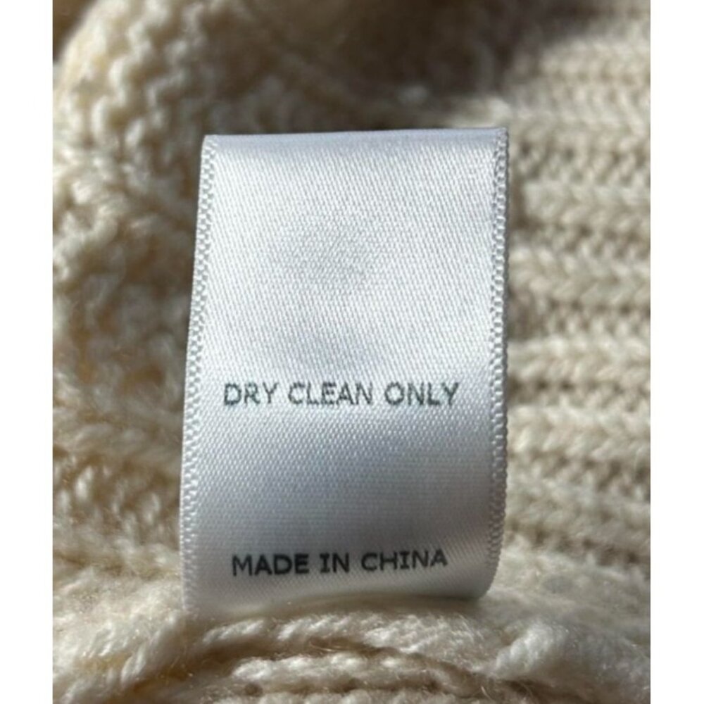Frame Wool & Cashmere Cable Knit Crop Sweater in Ivory - Size XS - Picture 7 of 7